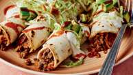 Cheesy beef sweet potato flautas recipe