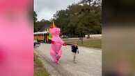 Mom's friend surprises 9-year-old son in unicorn costume at bus stopThe funny moment has gone viral on TikTok, garnering almost a million views.November 15, 2024