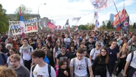 Serbia youth lead thousands on march for weekend rally marking deadly canopy collapse last year