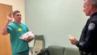 Police officer gets sworn in with newborn son at hospitalTrent Kersey said he is 