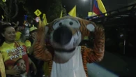 Caroselli, bandiere e una tigre gigante: la notte di De la Espriella a Bogotá