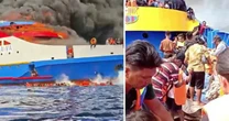 Tàu chở 280 hành khách bốc cháy dữ dội ngoài khơi Indonesia