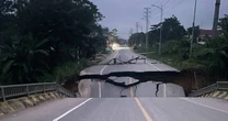 Hiện trường kinh hoàng vụ sập gãy hoàn toàn đường dẫn lên cây cầu ở Tuyên Quang