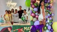 Georgina Rodriguez e Cristiano Ronaldo al compleanno dei gemelli tra palloncini e doppia torta