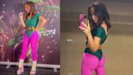 Elettra Lamborghini con body e scaldamuscoli: il look fluo alla festa di lancio dell’album