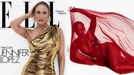 Jennifer Lopez avvolta nell’oro e sotto un velo rosso: posa con body in vinile e abito metallic