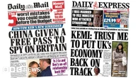 The Papers: 'China given a free pass' and 'Kemi: trust me'