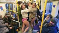 No pants? No problem. London train riders bare legs