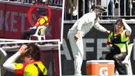 OUCH! Security guard cops cricket ball to the head