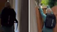 Moment woman confronts intruder in home