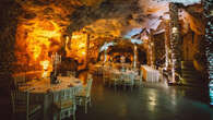 Wedding reception inside of breathtaking cave