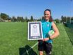 International footballer lobs world's longest throw-in
