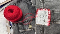 Jeans, brak talentu, koronka i ja. Przerobiłam starą kamizelkę. Założę ją jeszcze wiele razy