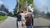Gudang BBM Ilegal di Pesawaran Terbakar Hebat, Asap Hitam Membumbung Tinggi
