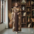 7 Model Gamis Batik Ibu-Ibu Umur 50 Tahun Kombinasi Kain Polos Warna Gelap