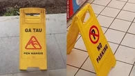 10 Potret Kocak Penanda Lantai Licin Ini Bikin Tepuk Jidat