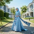 7 Inspirasi Gamis Brokat Kombinasi Batik Modern untuk Kondangan, Tampil Anggun Maksimal