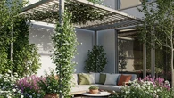7 Inspirasi Sudut Taman Kecil dengan Pergola Baja Ringan di Belakang Rumah yang Estetik da...
