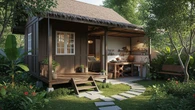 7 Inspirasi Rumah Kampung 1 Kamar dengan Dapur Terbuka Estetik dan Taman Kecil yang Menena...