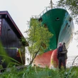 A cargo ship ran aground and nearly crashed into a Norway doorway