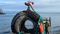 Giant industrial tires removed from beach near Campbell River, B.C.