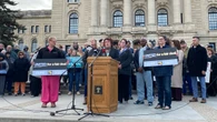 Dozens of Sask. health-care workers rally for contract, better working conditions
