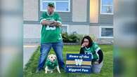 Sask. dog rescue capitalizes on Labour Day rivalry with Blue Bombers lawn signs