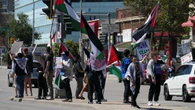 Rally outside Winnipeg CBC building protests broadcaster's Gaza coverage