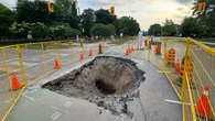 Sinkhole disrupts the morning commute in downtown London