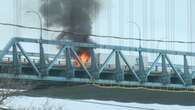 Truck catches fire on Ambassador Bridge