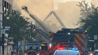 Montreal firefighters fight blaze on Ste-Catherine Street West