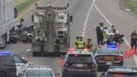 Toronto officer in hospital after Hwy. 403 collision between police motorcycle, tractor trailer