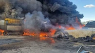 Płonie zakład utylizacji opon w Tczewie. Gaszenie potrwa wiele godzin
