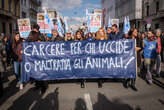 Animalisti in corteo a Milano contro la violenza sugli animali