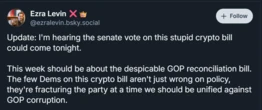  Senate stablecoin vote splits Democrats amid concerns over corruption 