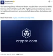 Crypto.com secures EU license to launch crypto financial derivatives 