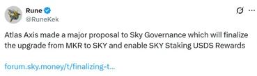  Sky pitches ousting Maker token, enabling staking, to complete upgrade 