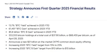  Strategy touts 13.7% YTD Bitcoin yield in earnings print 