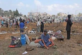 Éxodo de palestinos por los bombardeos de Israel en Gaza   