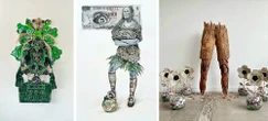 Artista transforma balones y billetes en desuso en deidades prehispánicas   