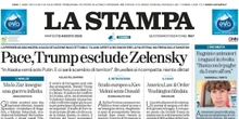 5 minuti faLe prime pagine di oggiL'incontro tra Trump e Putin di venerdì, i cinque giornalisti uccisi da un attacco israeliano nella Striscia di Gaza e le polemiche sulle “spiagge vuote”