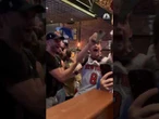 New York fans celebrate the moment the Knicks become NBA champions