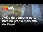 Avião de pequeno porte bate em arranha-céu mais alto de Pequim, na China; veja vídeo