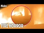 Terrifying moment child runs through flames after Israeli strike on Gaza school