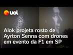 Fórmula 1: Alok projeta rosto de Ayrton Senna formado por drones no GP de Interlagos