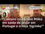 Caetano Veloso cruza com Hugo Motta em saída de jantar em Portugal e critica 'tigrinho' | Bilenky