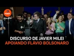 Assista ao discurso de Milei apoiando a candidatura de Flávio Bolsonaro