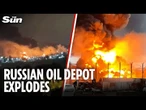 Ukraine strike causes THIRTY explosions at Russian oil depot close to airport used by Putin