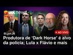 Caiado e Zema superam Flávio contra Lula, diz pesquisa; produtora de 'Dark Horse' alvo da polícia e+