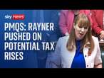 Deputy prime minister Angela Rayner pushed on potential tax rises in the budget | PMQs